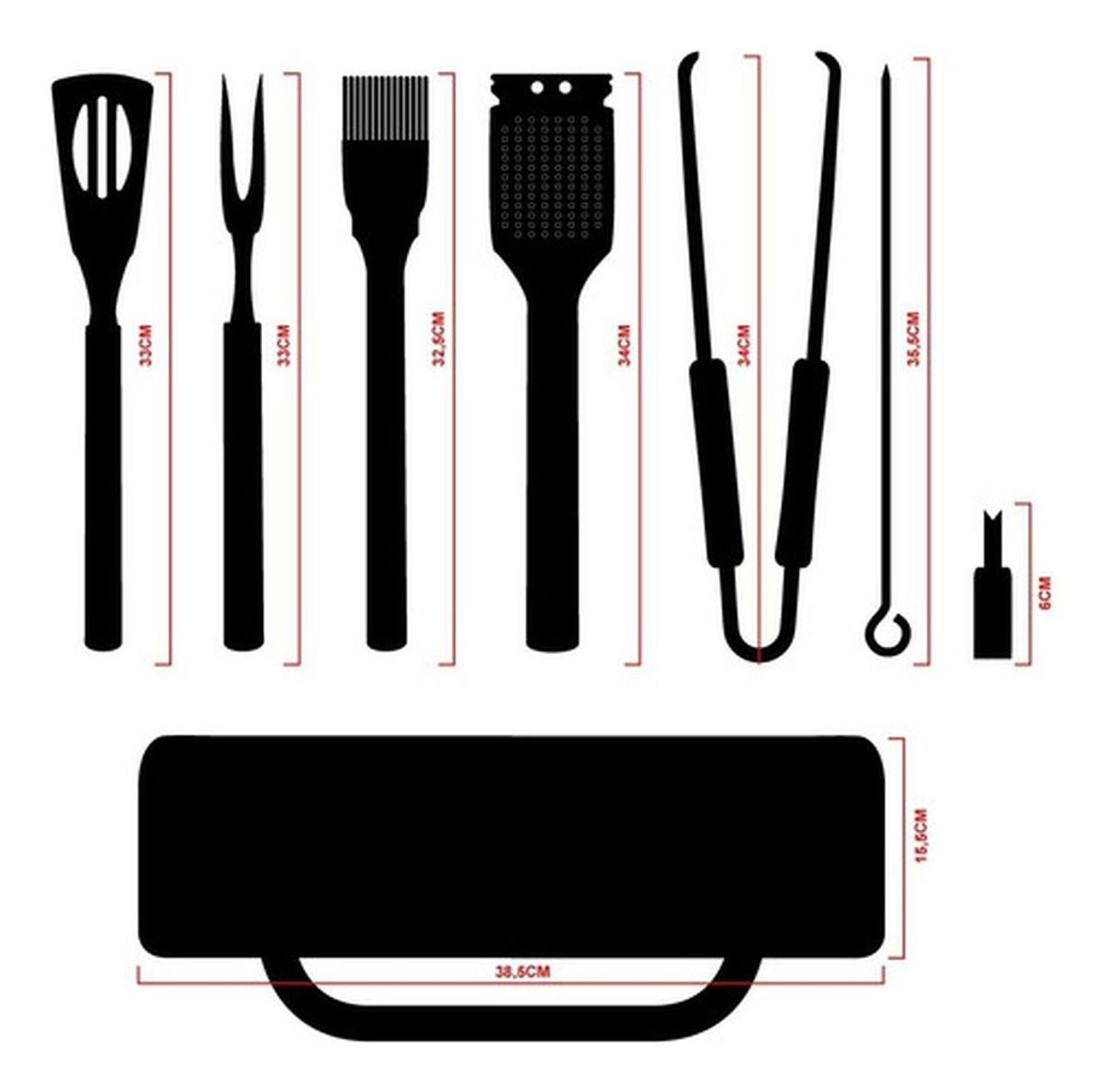 Set Parrillero 20 Piezas De Acero Inoxidable + Bolso Norplat-5