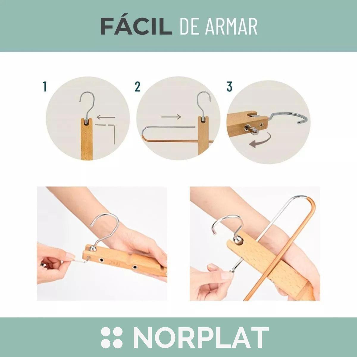 Colgador Pantalones Ganchos 5 En 1 Antideslizante - Norplat-6