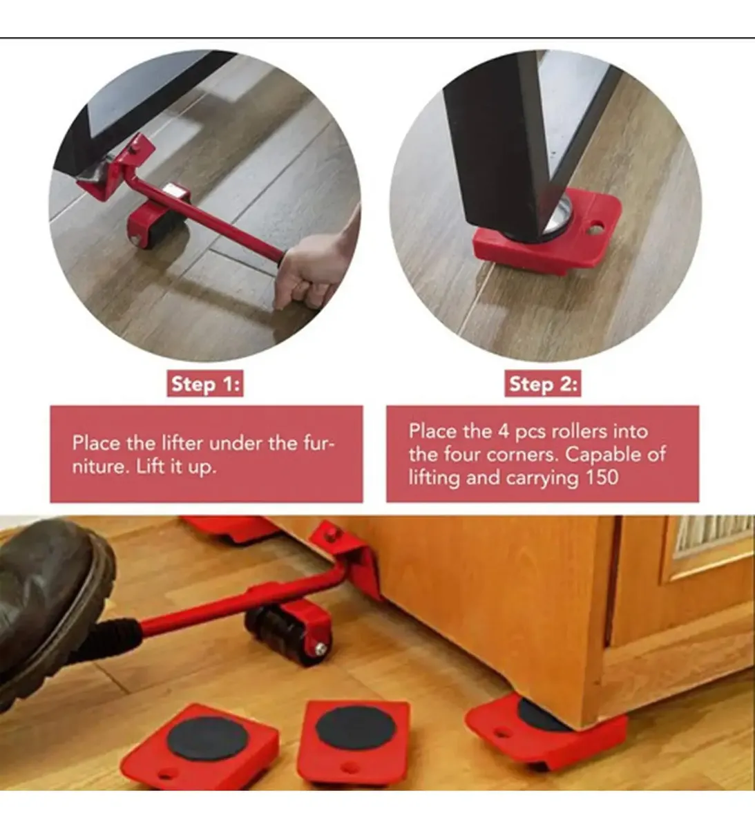 Ruedas Mover Muebles Palanca Deslizadores Elevadores Norplat-2