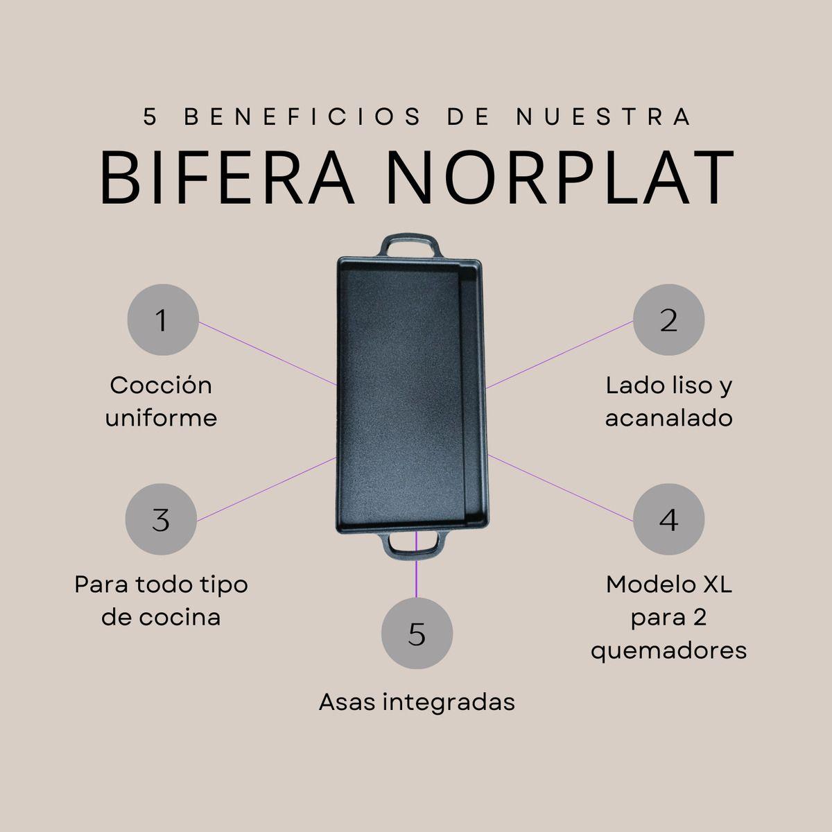 Plancha Bifera Norplat Reversible Hierro Fundido 50x23cm Xl-2