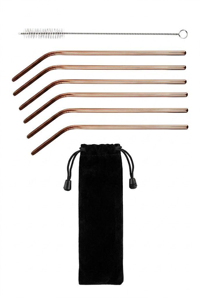 Set 6 Bombillas Bebida Reusable Bolsa + Limpiador - Norplat-0