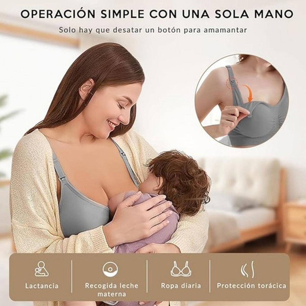 4 Sostenes Maternal Lactancia Elasticado Sin Barilla Norplat 2 Negro Y 2 Piel Liso Xl-4