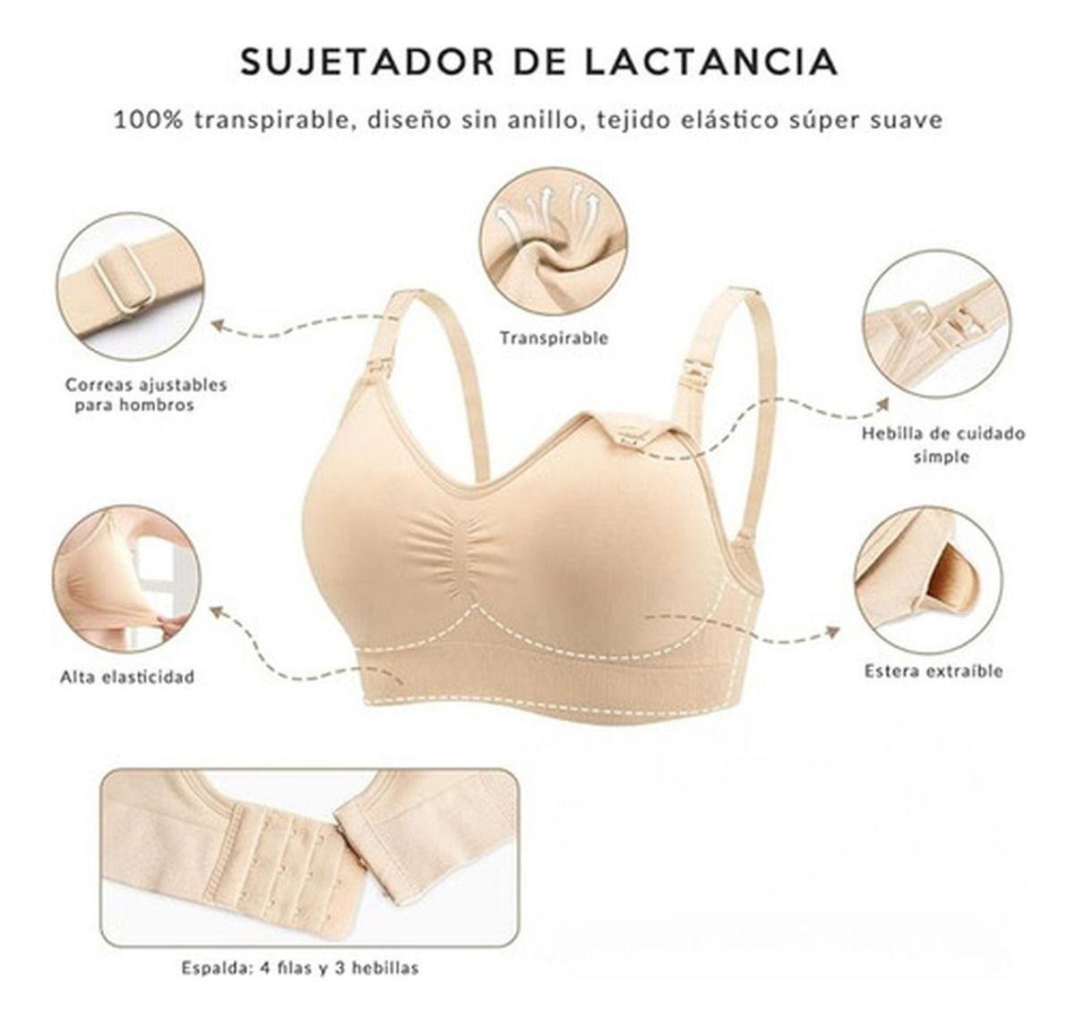 4 Sostenes Maternal Lactancia Elasticado Sin Barilla Norplat 2 Negro Y 2 Piel Liso Xl-8
