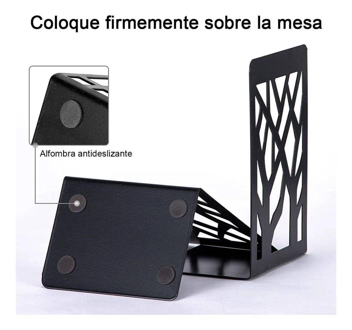 Soporte Sujetalibros 2 Pares De Soportes Para Libros Norplat Negro-7