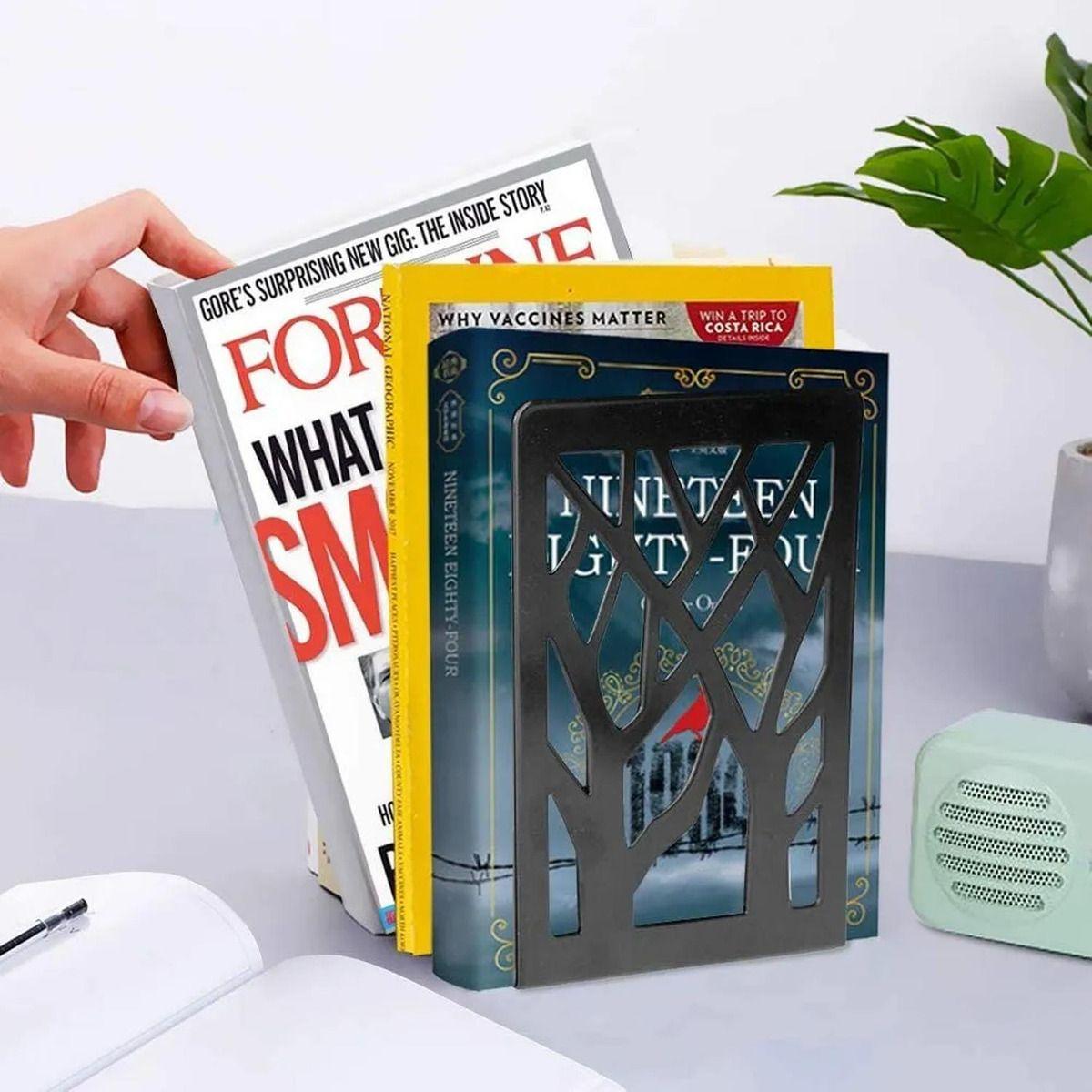 Soporte Sujetalibros 2 Pares De Soportes Para Libros Norplat Negro-9