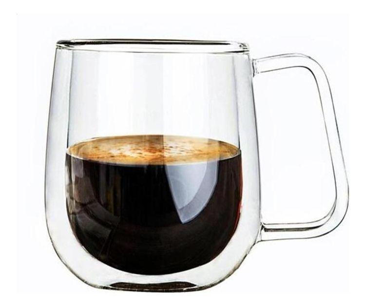 Pack 2 Tazas Doble Pared Vidrio 250ml Cafe Cappuccino Norplat-4