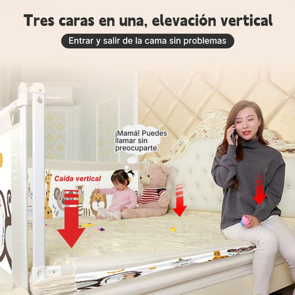 Baranda Cama Seguridad Bebe Plegable Ajustable 200cm Norplat Gris Jirafa Elefante-8