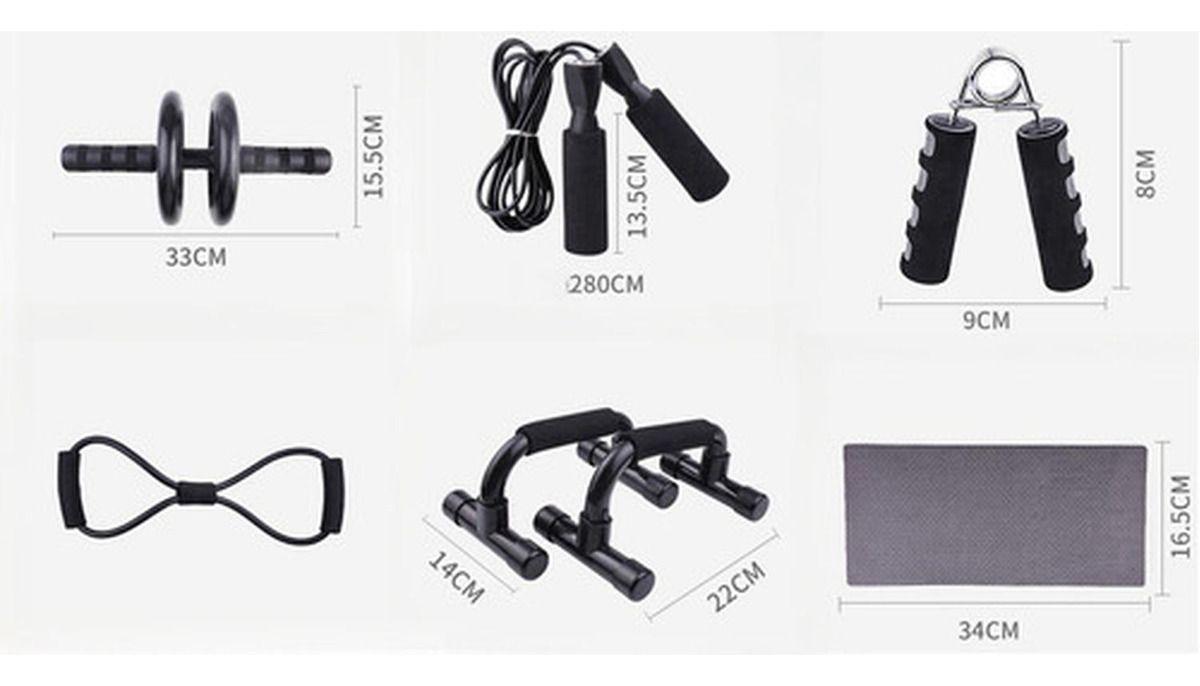 Set Deportivo 7 En 1 Rodillo Rueda Abdominal Cuerda Norplat-2