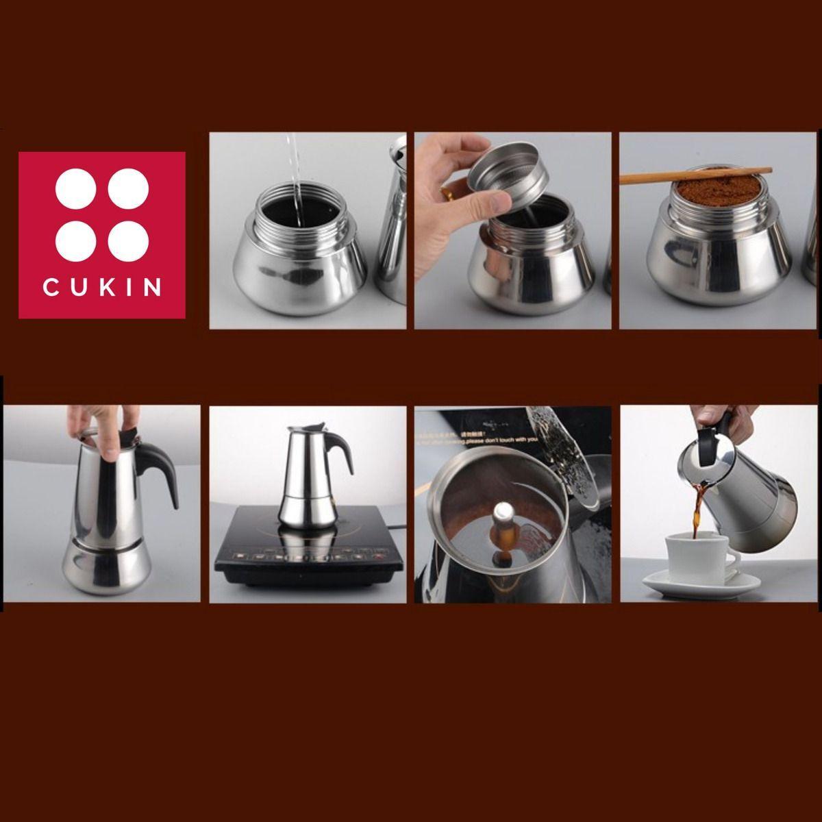 Cafetera Italiana 450ml Espresso 9 Tazas Acero Inoxidable - Norplat-5