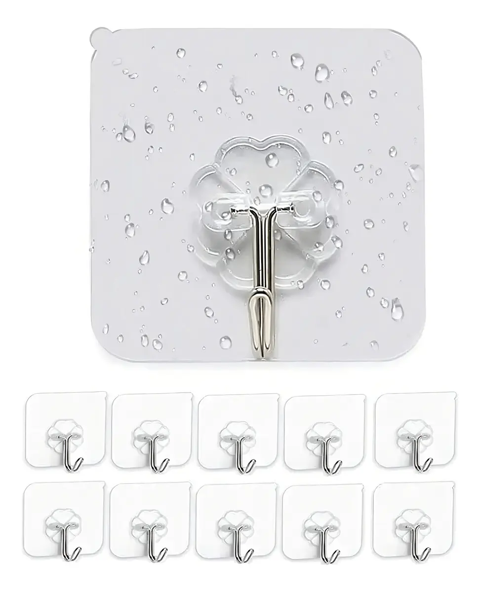 Pack 10 Unidades Gancho Para Pared / Metálico Con Adhesivo - Norplat-1
