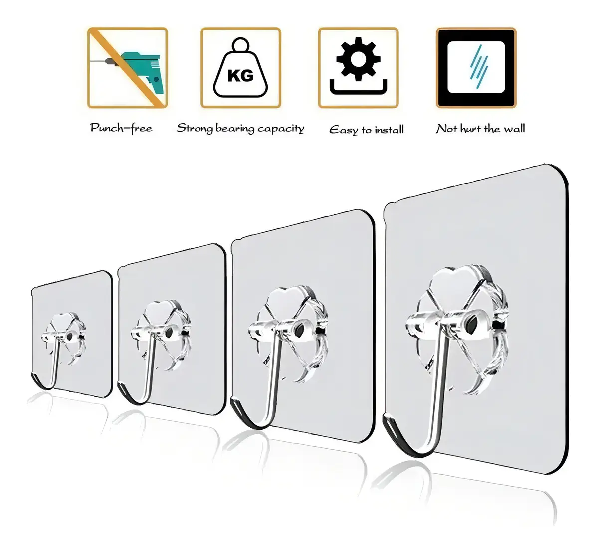 Pack 10 Unidades Gancho Para Pared / Metálico Con Adhesivo - Norplat-4