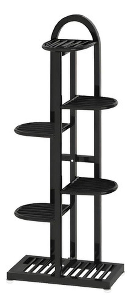 Porta Macetero Norplat 7 Macetas Estante Atril Planta Metal Negro Lisa-3