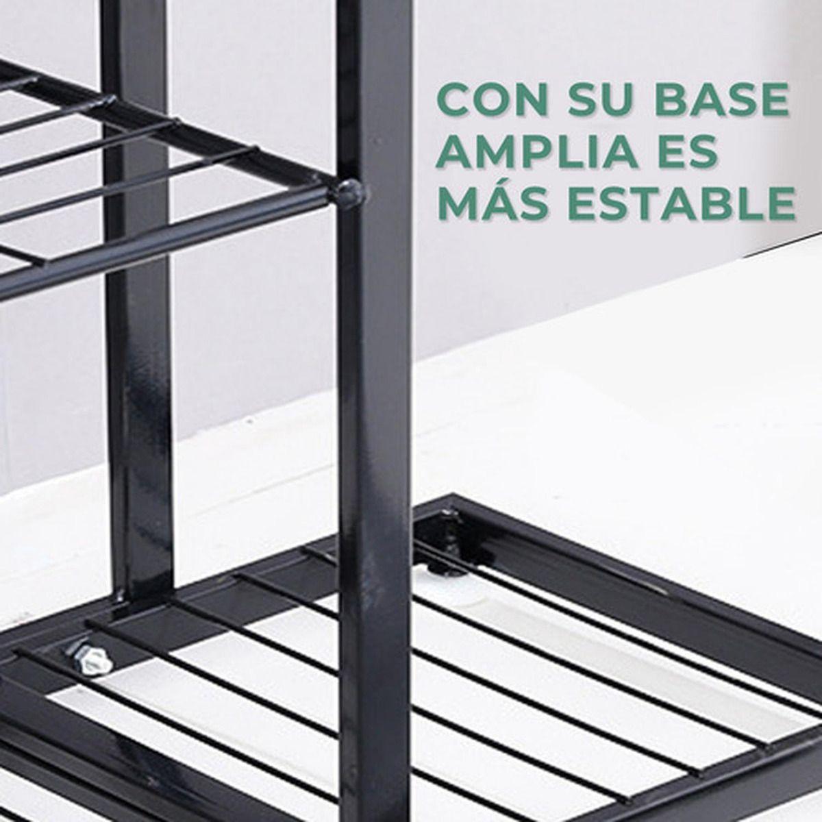 Porta Macetero Norplat 7 Macetas Estante Atril Planta Metal Negro Lisa-4