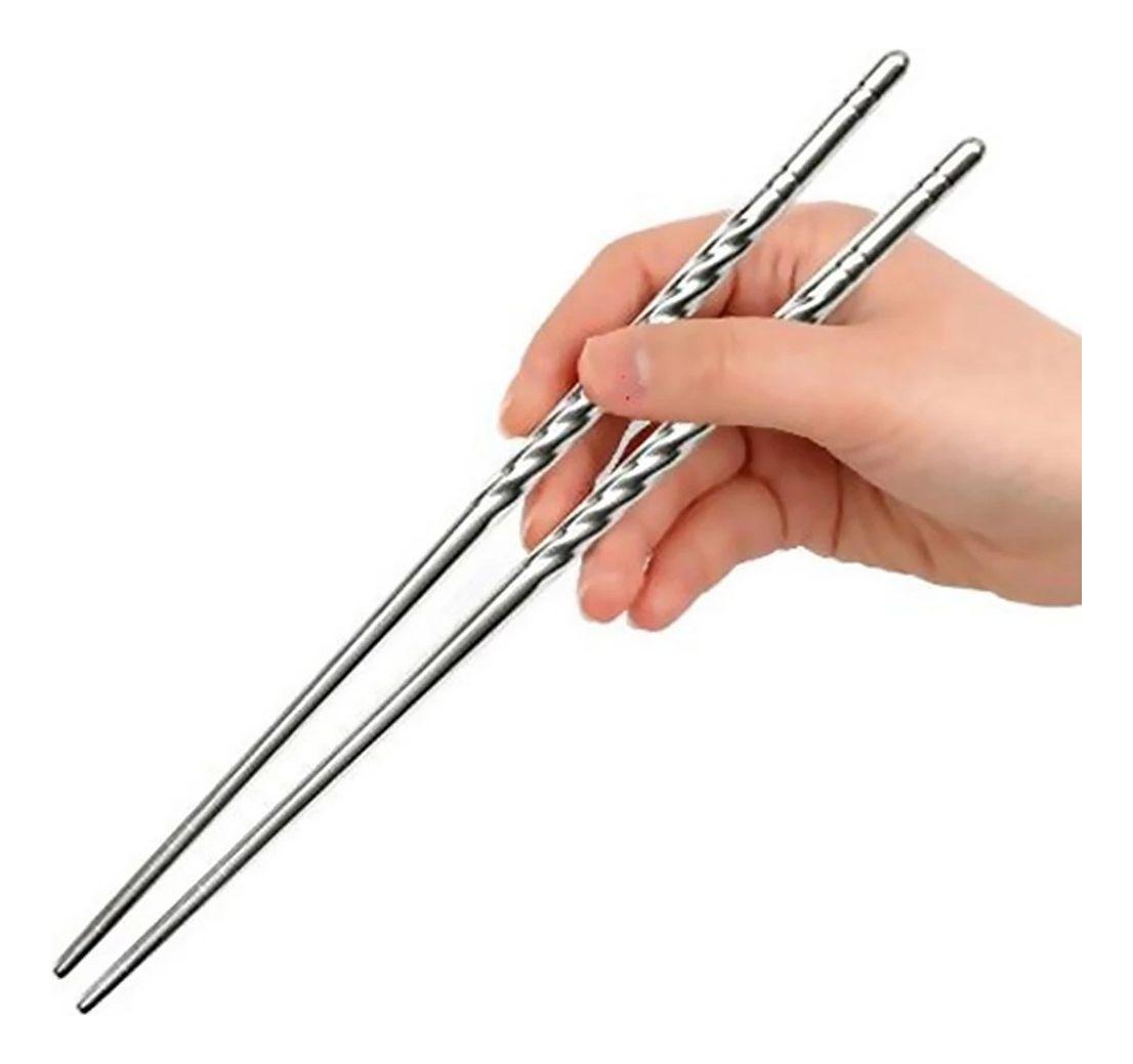 12 Palillos Chinos Acero Inoxidable 12 Palitos Sushi Norplat-2