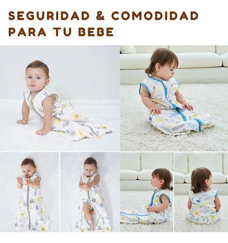 2 Pijamas Bebe Saco Dormir Sin Mangas 100% Algodon - Norplat Blanco Panda Y Monstruos M-3