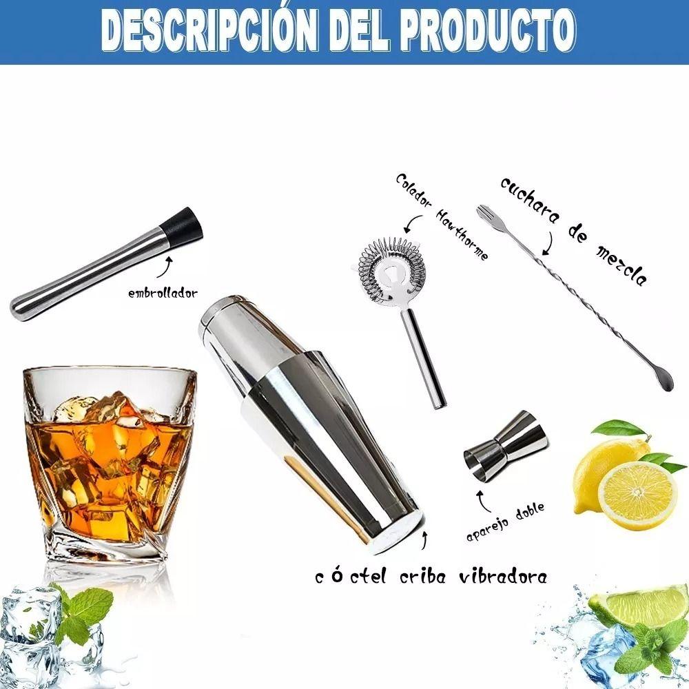 Kit Cocteleria Coctelera Boston Shaker Jigger Barman Norplat-2