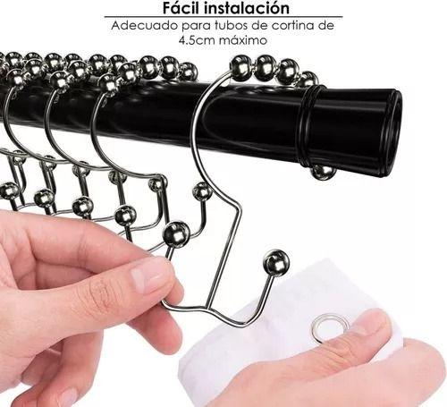 12 Ganchos Cortinas Baño Ducha Metálicos Deslizantes Norplat-2