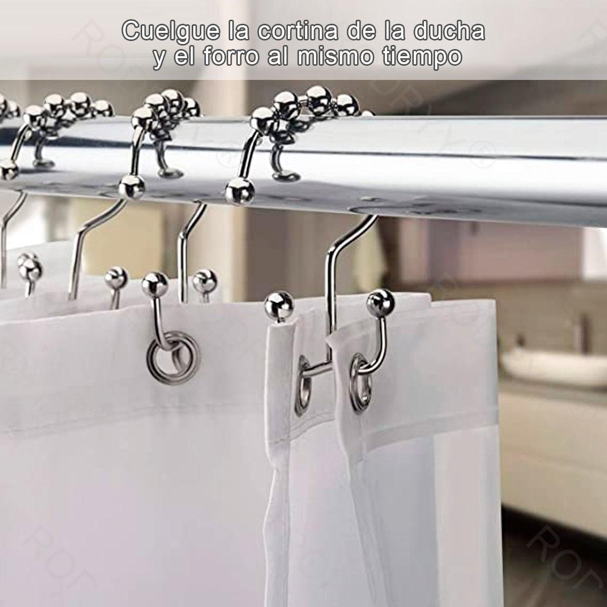 12 Ganchos Cortinas Baño Ducha Metálicos Deslizantes Norplat-3