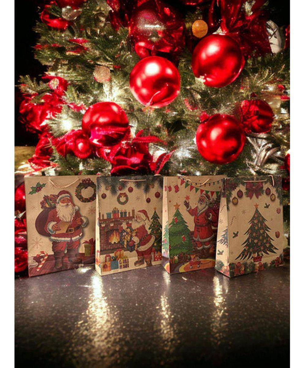 12 Bolsas De Regalo Navidad Kraft Premium Grande - Norplat-8