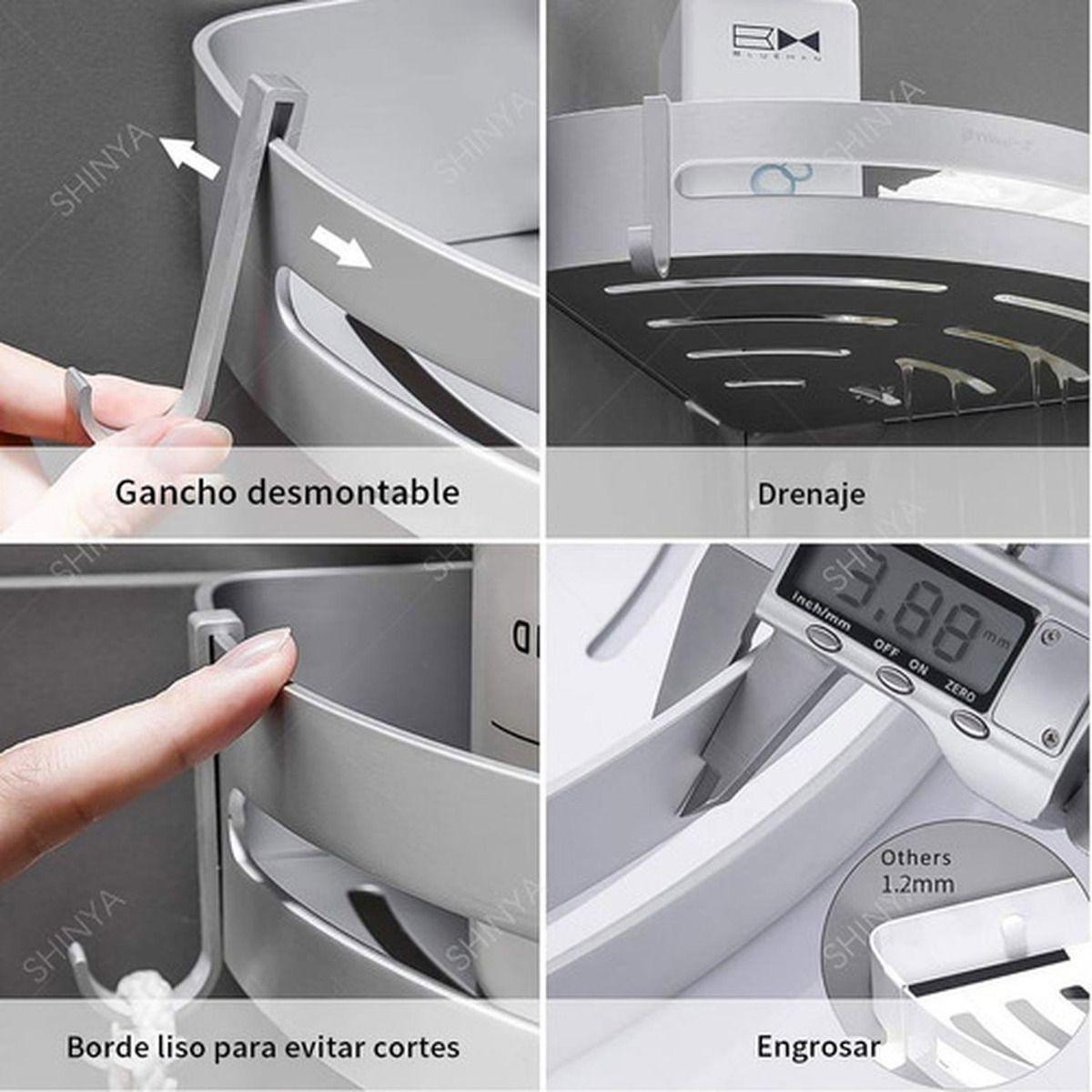 Repisas Esquineras Organizador Baño 2 Pisos Aluminio Norplat-5