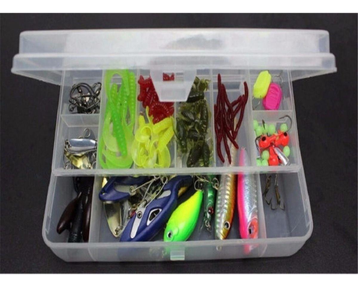 Kit De Pesca 101 Señuelos Alicates Anzuelos Vinilos Norplat-2