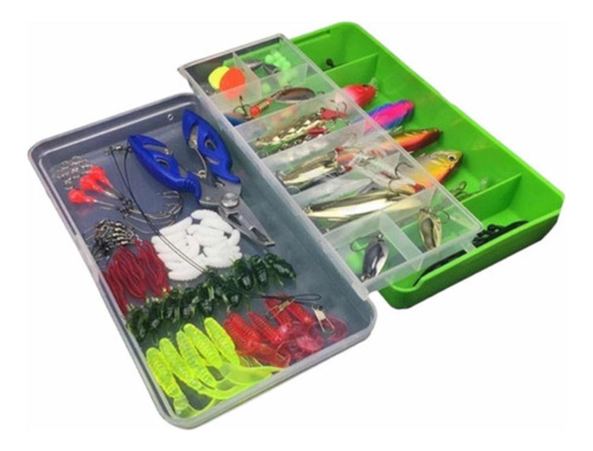 Kit De Pesca 101 Señuelos Alicates Anzuelos Vinilos Norplat-5