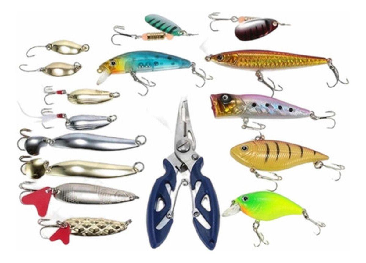 Kit De Pesca 101 Señuelos Alicates Anzuelos Vinilos Norplat-6