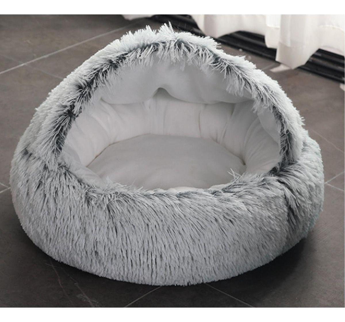 Cama Nido de Felpa para Mascotas Gris Claro Pequeño 40cm Norplat-1