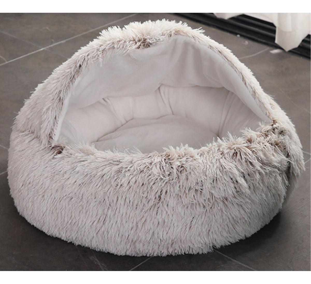 Cama Nido de Felpa para Mascotas Gris Claro Pequeño 40cm Norplat-2