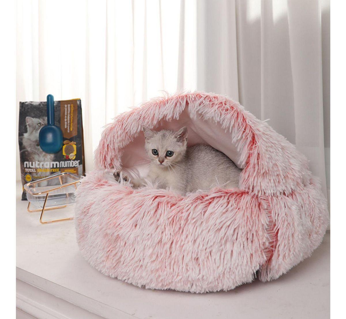 Cama Nido de Felpa para Mascotas Gris Claro Pequeño 40cm Norplat-3