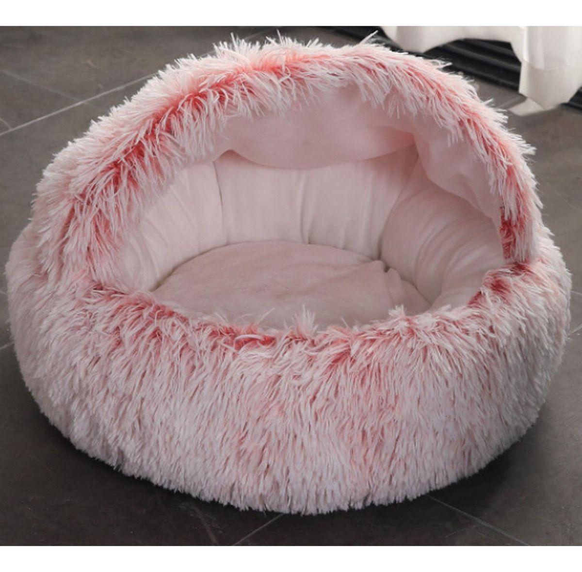 Cama Nido de Felpa para Mascotas Gris Claro Pequeño 40cm Norplat-4