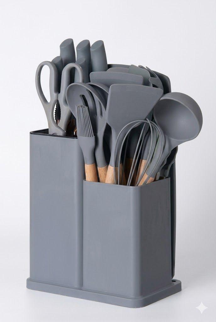 Set 19 Utensilios Cocina Acero Inoxidable Silicona - Norplat-0