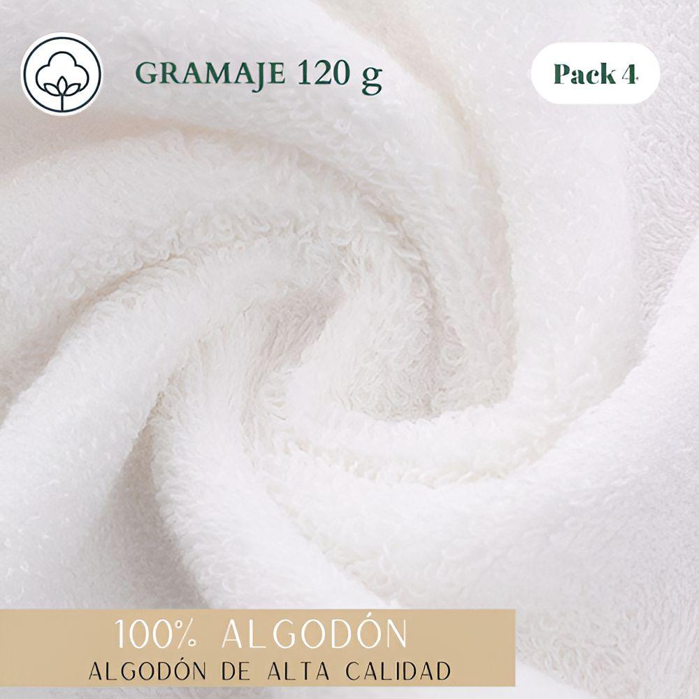 4 Toallas Mano Algodon Peluqueria Hotel Spa 35x75cm Norplat Blanco Lisa-2