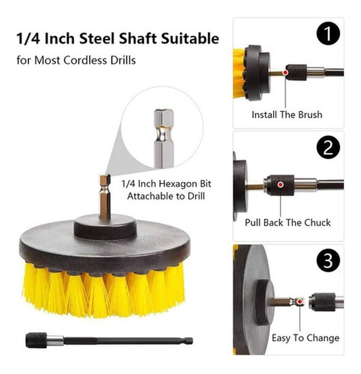 Set 4 Cepillos Limpieza Con Taladro Auto Hogar Tapiz Norplat-1