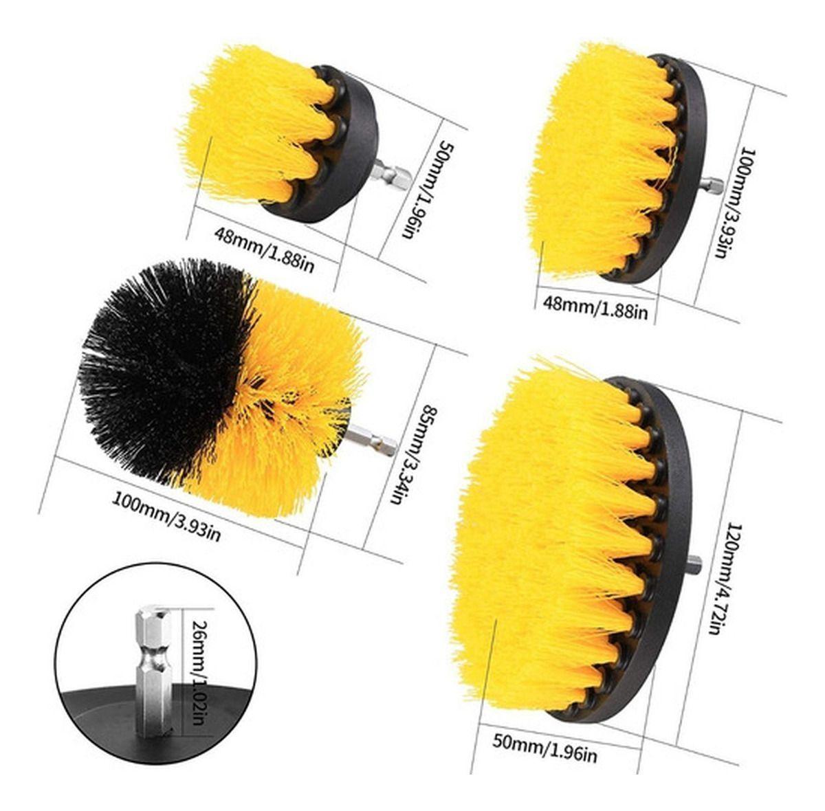 Set 4 Cepillos Limpieza Con Taladro Auto Hogar Tapiz Norplat-2