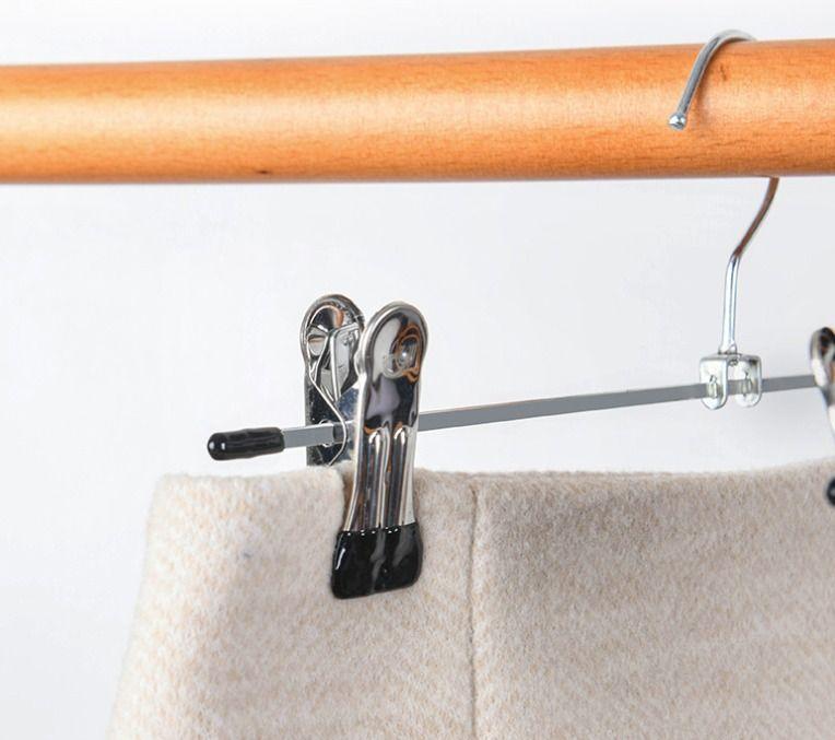 Pack 10 Colgadores Ganchos Metalicos Con Pinza Para Pantalon - Norplat-2