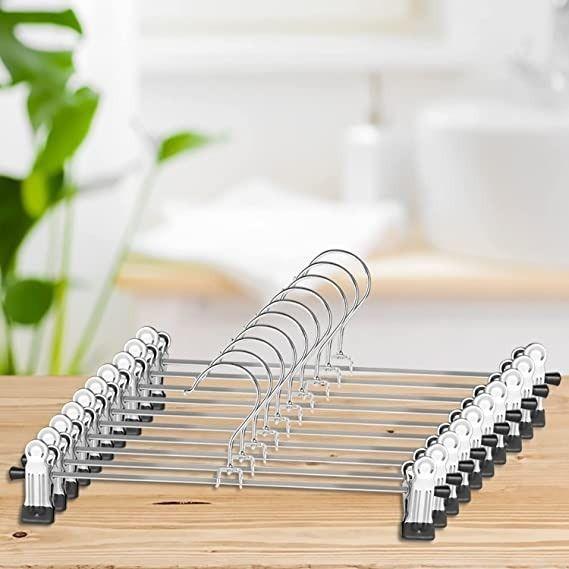 Pack 10 Colgadores Ganchos Metalicos Con Pinza Para Pantalon - Norplat-3
