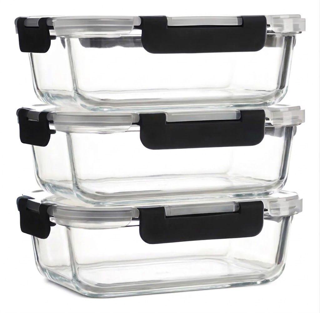 Set 3 Tupper Herméticos De Vidrio Para Comida Taper - Norplat -0
