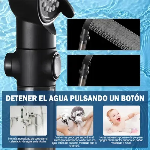 Kit Ducha Teléfono Manguera Con Soporte + 5 Filtro - Norplat Negro Mate-4
