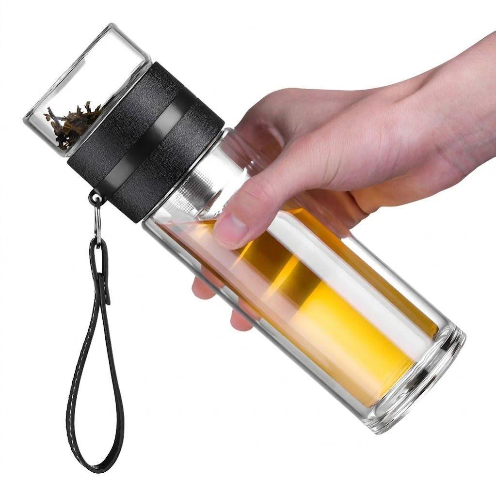 Botella Infusor Vidrio Borosilicato Infusión Separado De Té - Norplat-0