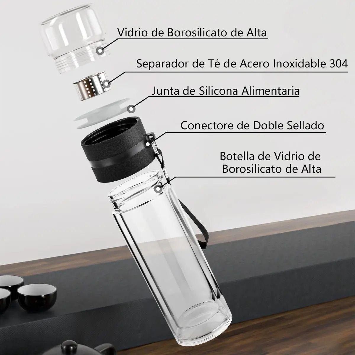 Botella Infusor Vidrio Borosilicato Infusión Separado De Té - Norplat-2