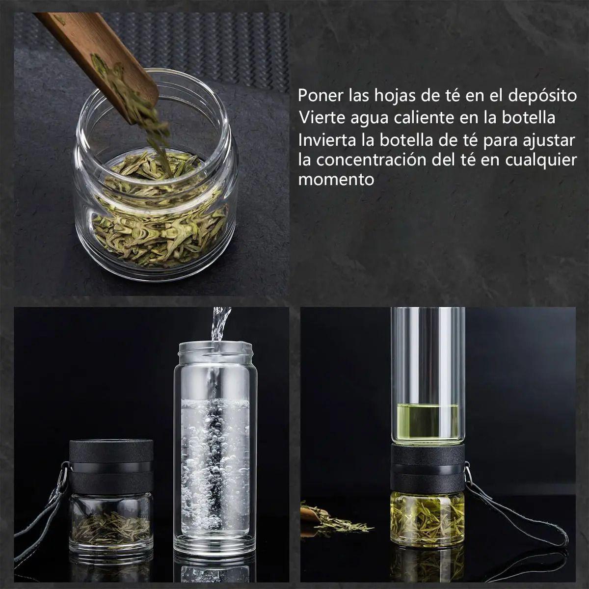 Botella Infusor Vidrio Borosilicato Infusión Separado De Té - Norplat-4