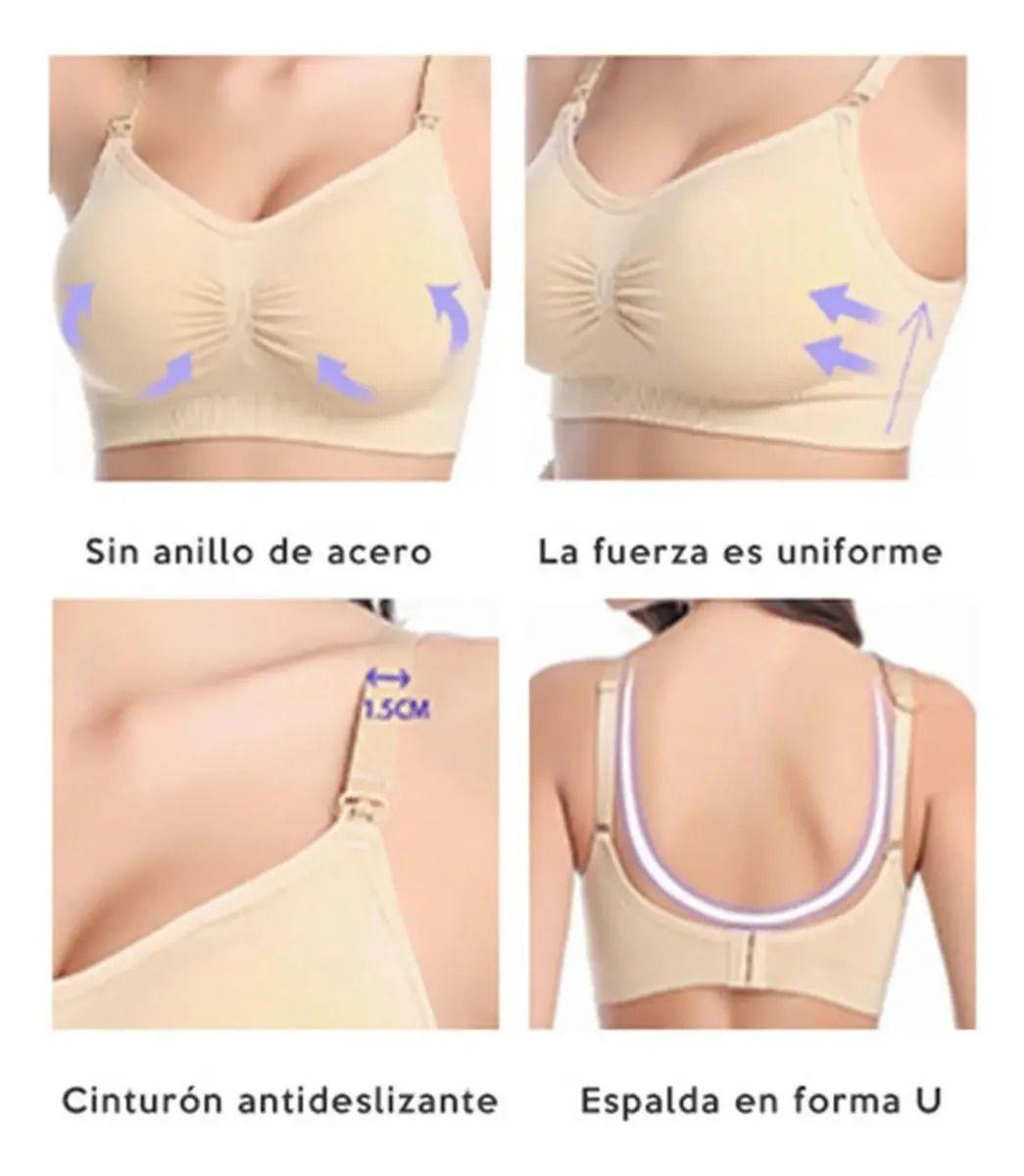 4 Sostenes Maternal Lactancia Elasticado Sin Barilla Norplat 2 Negro Y 2 Piel Liso M-5