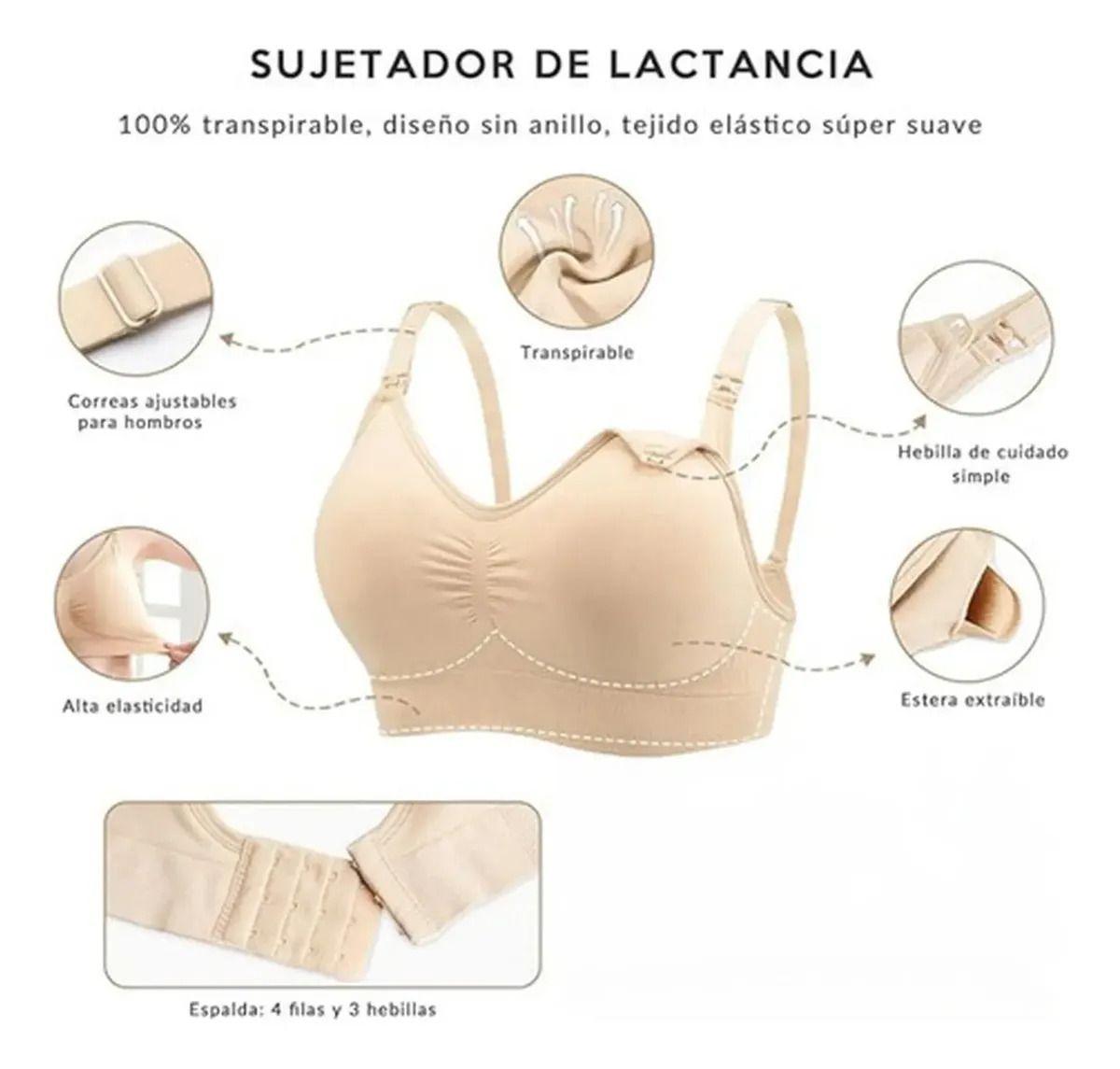 4 Sostenes Maternal Lactancia Elasticado Sin Barilla Norplat 2 Negro Y 2 Piel Liso M-6