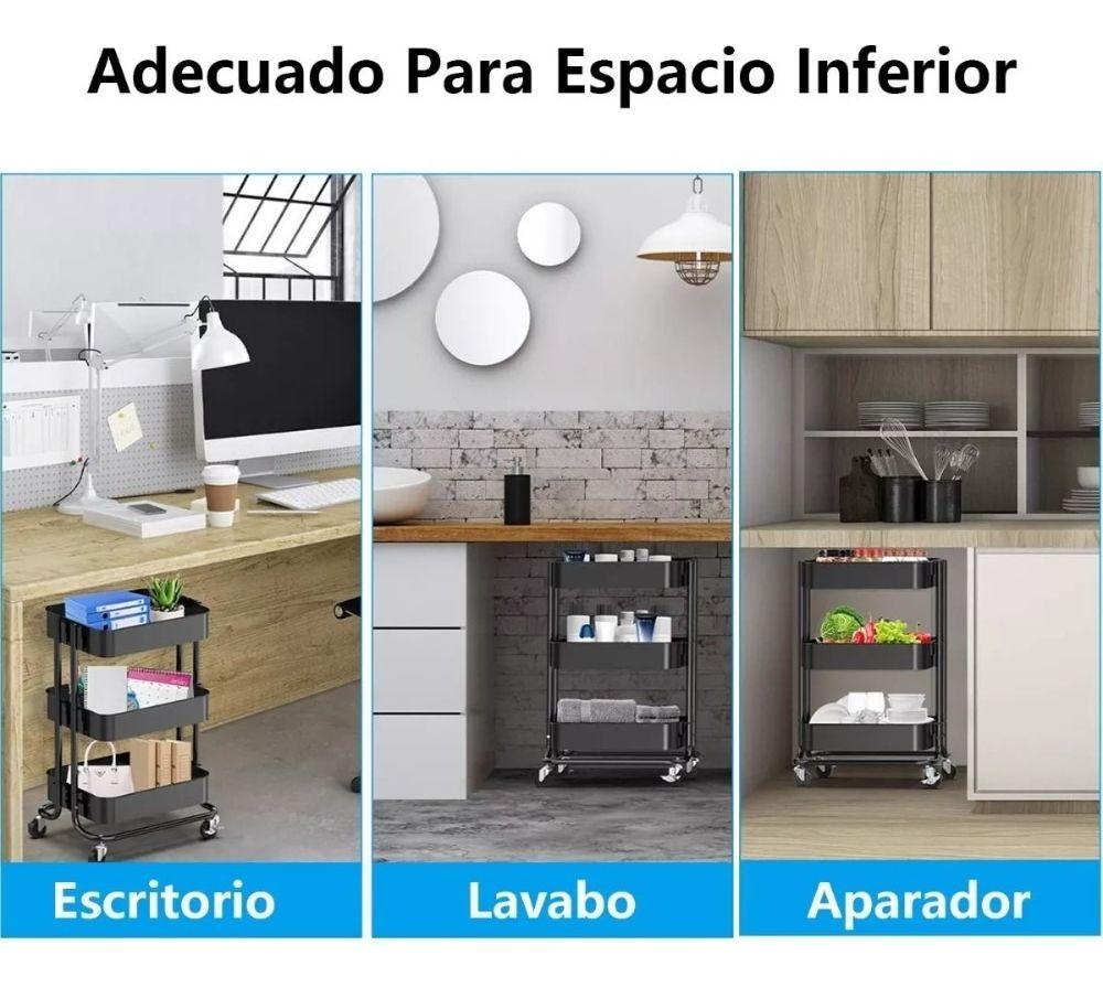 Carro Organizador Mueble Estante De Almacenamiento 3 Niveles - Norplat-4