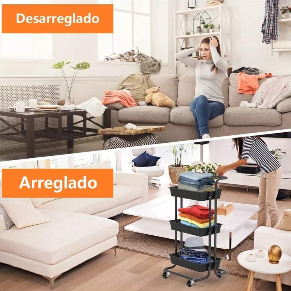 Carro Organizador Mueble Estante De Almacenamiento 3 Niveles - Norplat-6