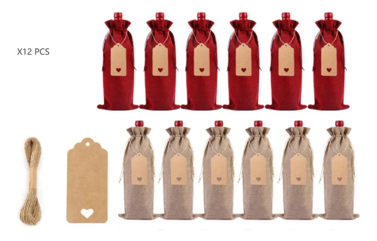 Bolsas De Regalos Navidad Para Botellas Vino 12u - Norplat-3