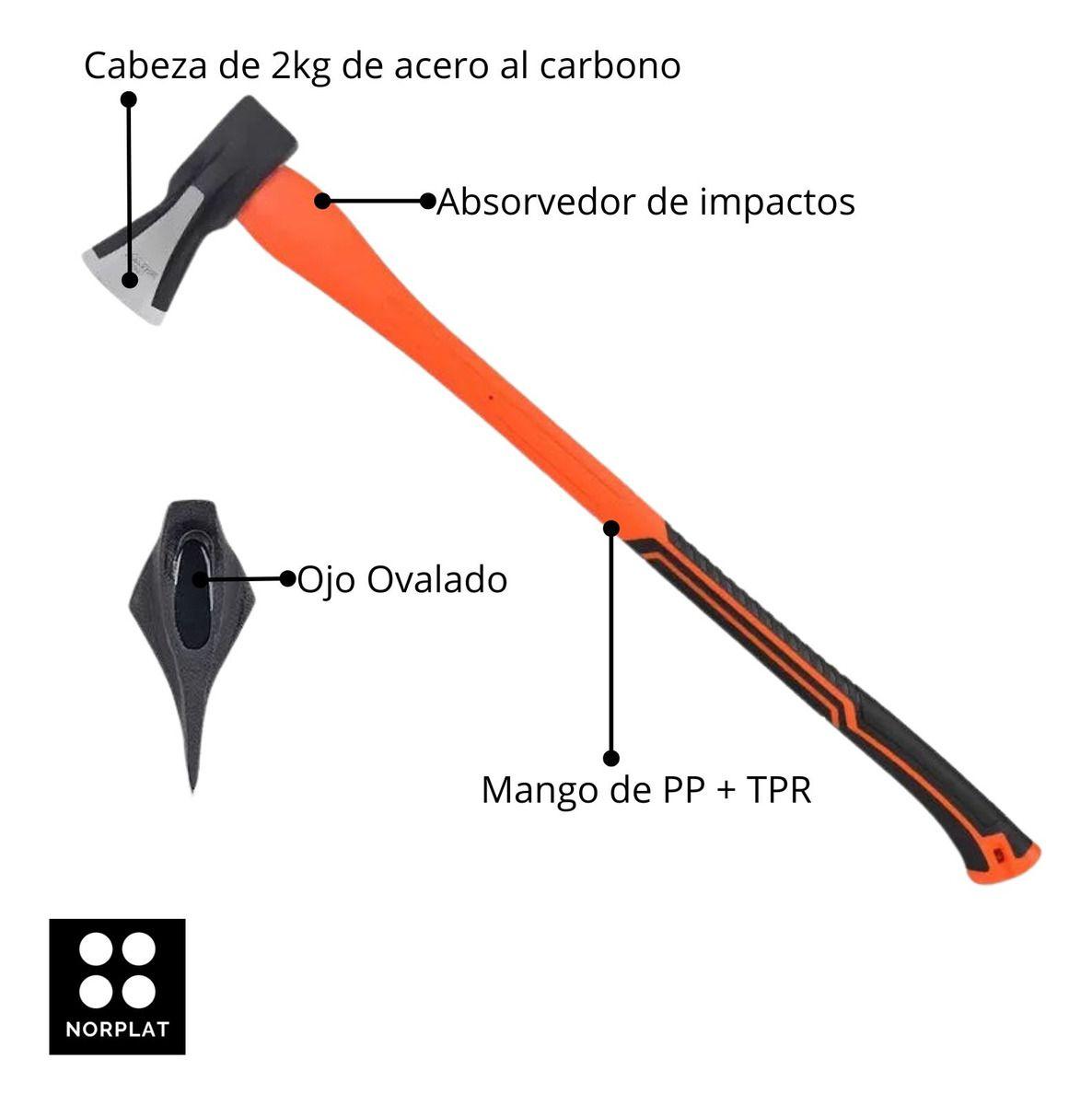 Hacha Para Leña 90cm De Acero Carbono Mango Pp+tpr - Norplat-1