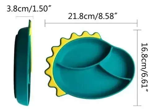 Set Plato De Silicona Dinosaurio Para Bebé Niños + Cubierto - Norplat-2