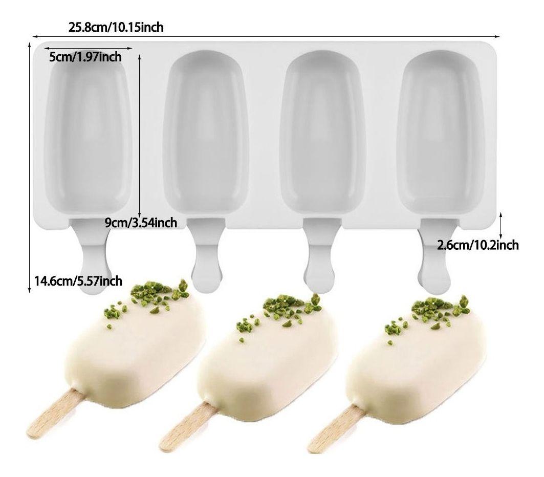 Kit 4 Moldes Para 4 Helados Silicona + 200 Palitos - Norplat-5